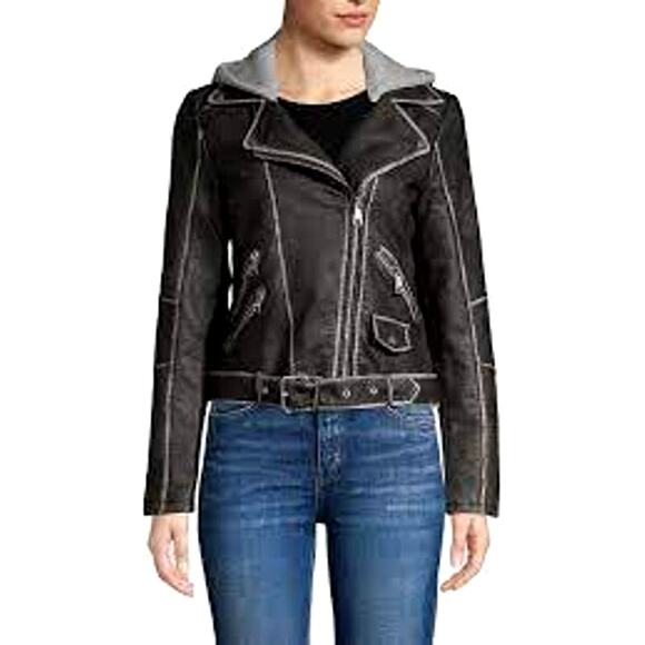 NWT Vigoss Black Faux Leather Moto Jacket - Medium - Picture 1 of 10